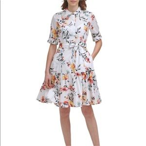 Calvin Klein woven cotton floral dress size 14
